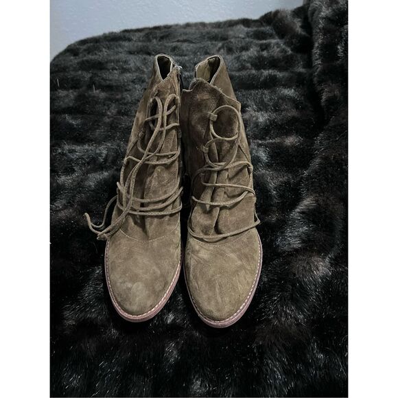 Sam Edelman Millard Lace-Up Boots In Brown Khaki Suede 9.5 - Picture 2 of 4